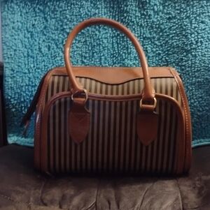 Fendi Brown and Black Striped Satchel